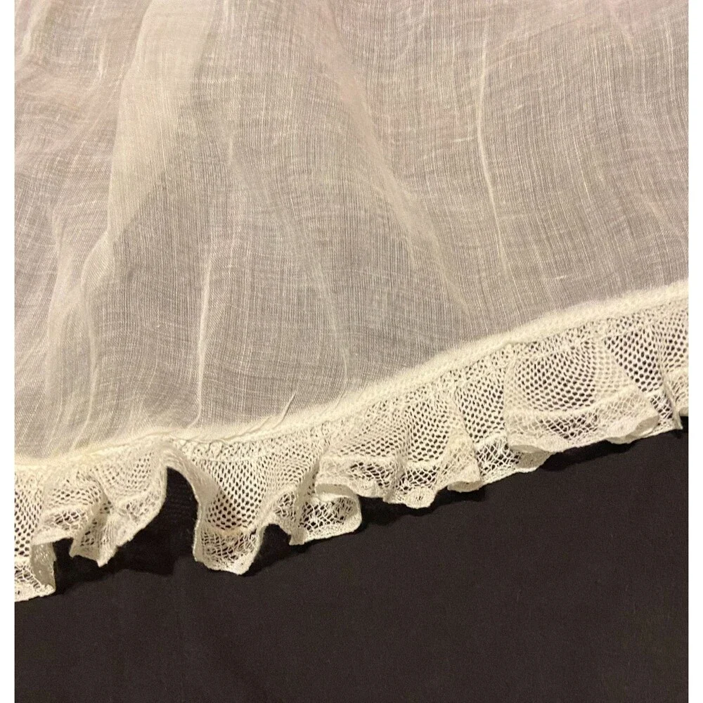 #5734 Womens White Sheer Lace Half Hostess Apron rust stains
